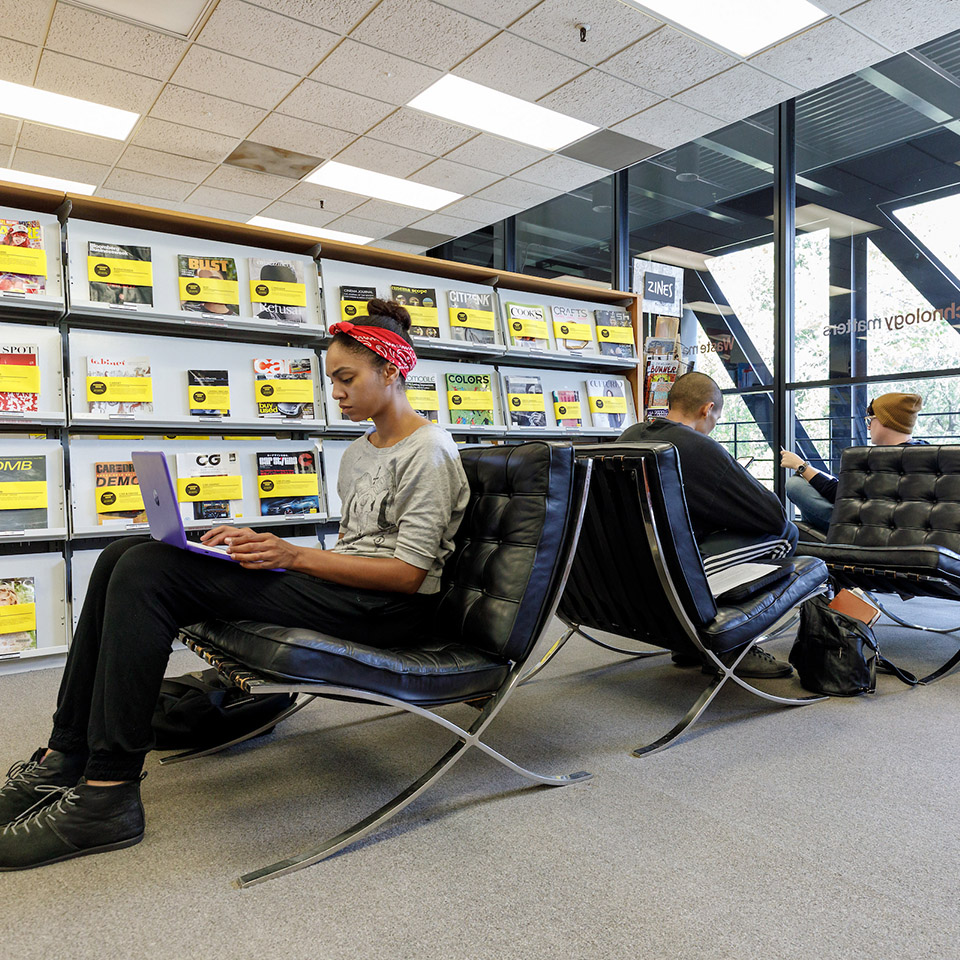 students sitting in library